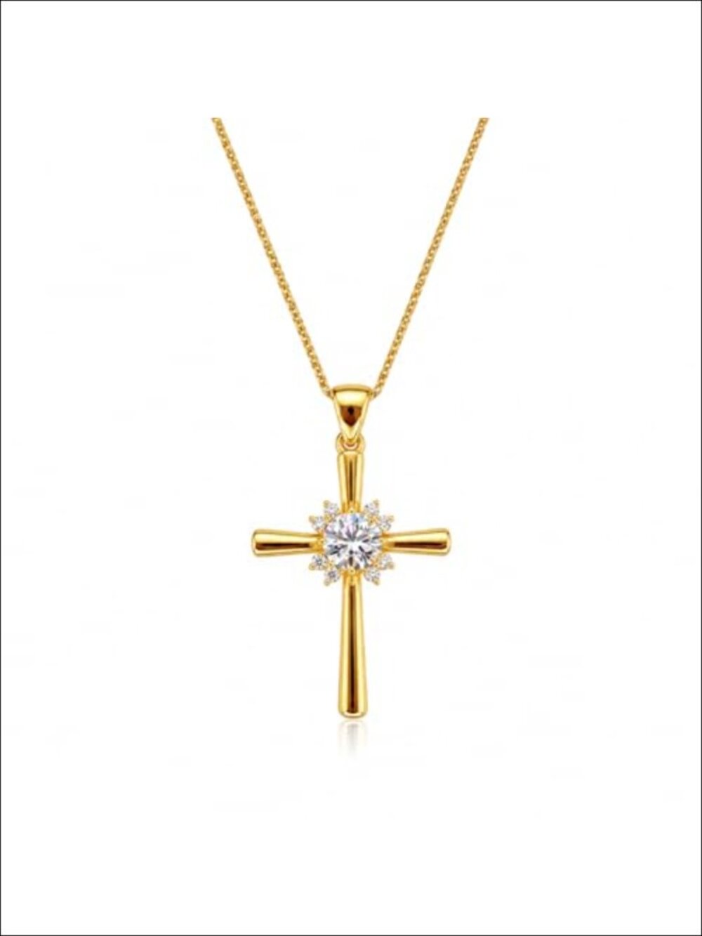 1CT Moissanite Cross Necklace 18K Gold Plated S925 Sterling Silver Pendant